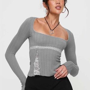Princess Polly Noir Long Sleeve Top Grey